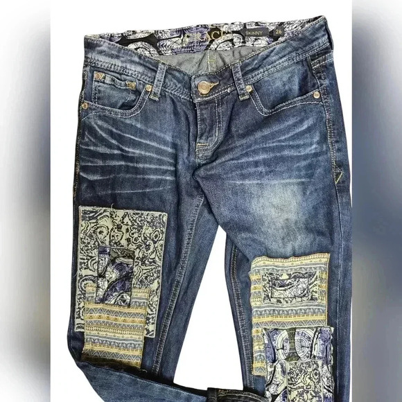 Grace In LA Skinny Jeans Patchwork Womens Size 26 - Picture 9 of 14